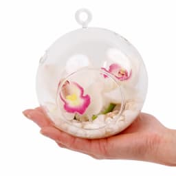 White Orchid Orb Glass Hanging Tealight Vase