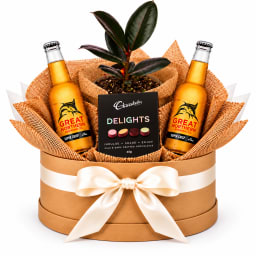🍺🌿 Burgundy Brews & Chocolate Delights Plant Hamper 🍫