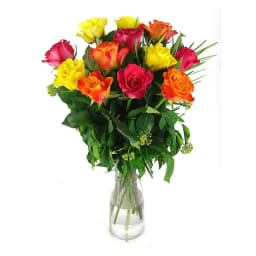 Mixed Bright Rose Glass Vase
