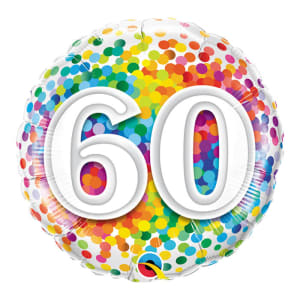 60th Colourful Confetti Balloon - Standard
