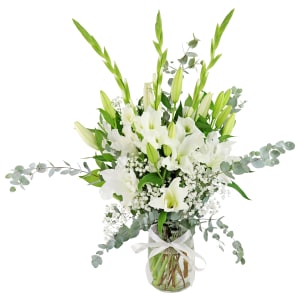 Always In Our Thoughts White Sympathy Flower Vase