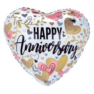 Anniversary Metallic Hearts Balloon - Standard