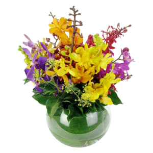 Orchid Fish Bowl Flower Arrangement