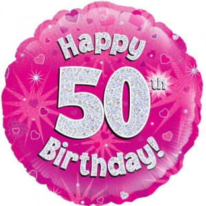 50th Pink Birthday Balloon - Standard