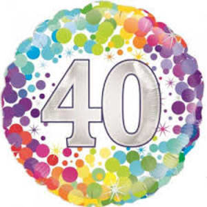 40th Colourful Confetti Balloon - Standard