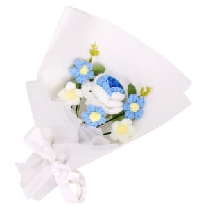 Blue And White Crochet Bouquet