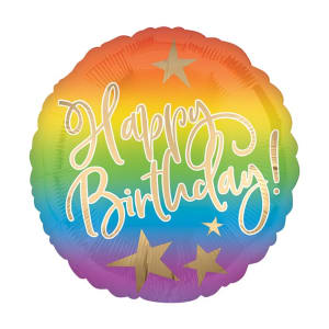 Hbd Gold Stars Balloon - Standard