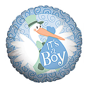 Baby Boy Stork Balloon - Standard