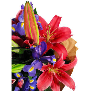 Pinks And Blues Lilies And Iris Bouquet 