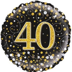 Age 40 Gold & Silver Balloon - Standard
