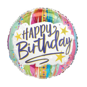 Birthday Painted Stripes Balloon - Standard