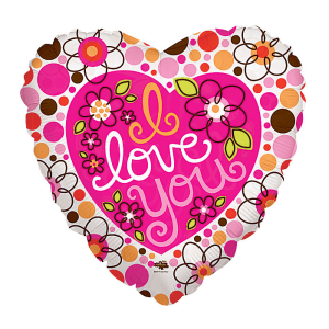 I Love You Dots & Flowers Balloon - Standard
