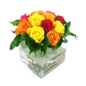 Mixed Bright Rose Vase