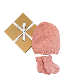 Dusty Pink Beanie & Booties 