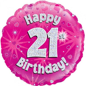 21st Birthday Pink Balloon  - Standard
