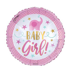 Pink Elephant Baby Balloon - Standard
