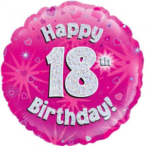 18th Birthday Pink Balloon - Standard