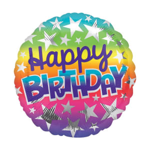 Hbd Rainbow Stars Balloon - Standard
