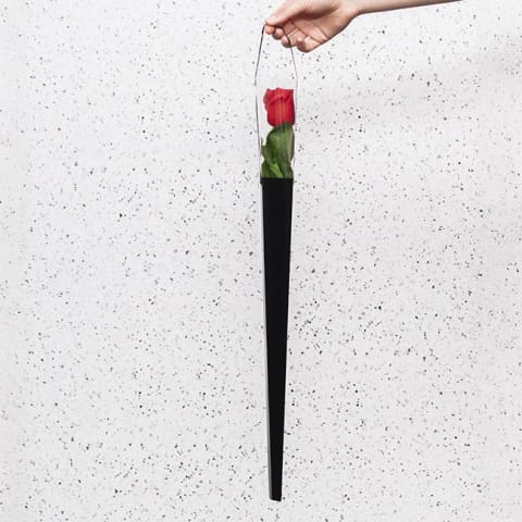 Real Touch Red Rose Bud In A Cone - Standard 1