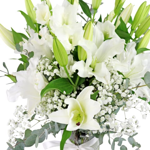 Always In Our Thoughts White Sympathy Flower Vase - Standard 3