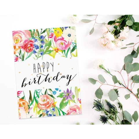 Happy Birthday Floral Card - Standard 1