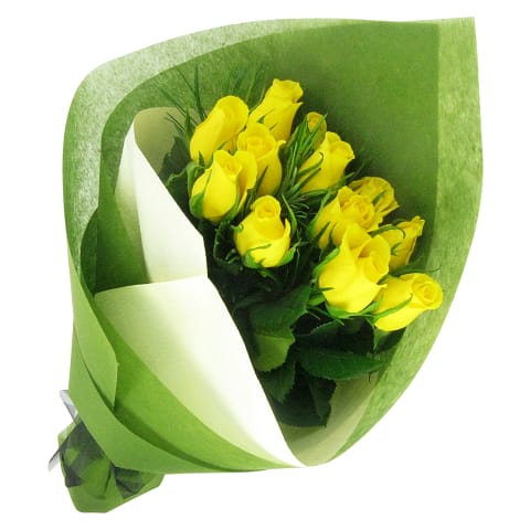 Yellow Rose Bouquet - 12 Roses(One Dozen) 2