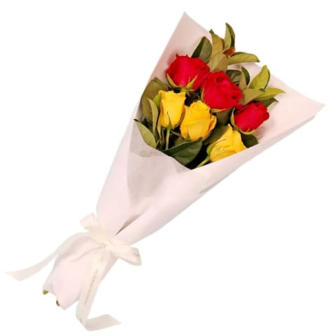 Yellow & Pink Rose Bouquet  - Standard 0
