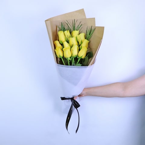 Yellow Rose Bouquet - 12 Roses(One Dozen) 1