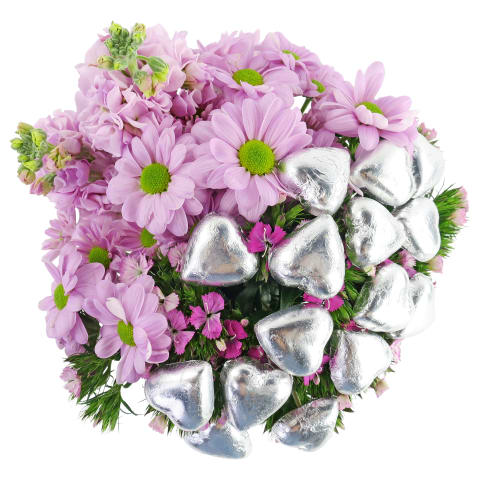Full Of Sweet Love Flower Vase With Silver Heart Picks - Standard 2