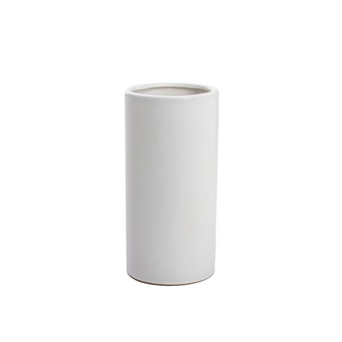 Ceramic Cylinder White Vase (10 X 20cm) - Standard 0