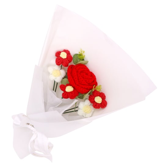Red Rose Crochet Bouquet - Standard
