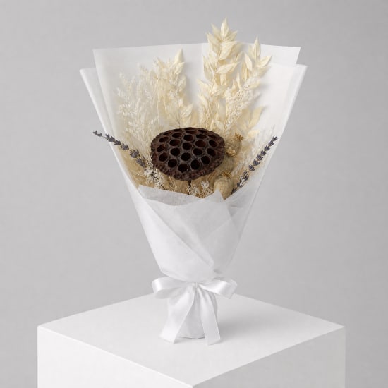 Daily Bouquet - white hush and golden pods - Standard