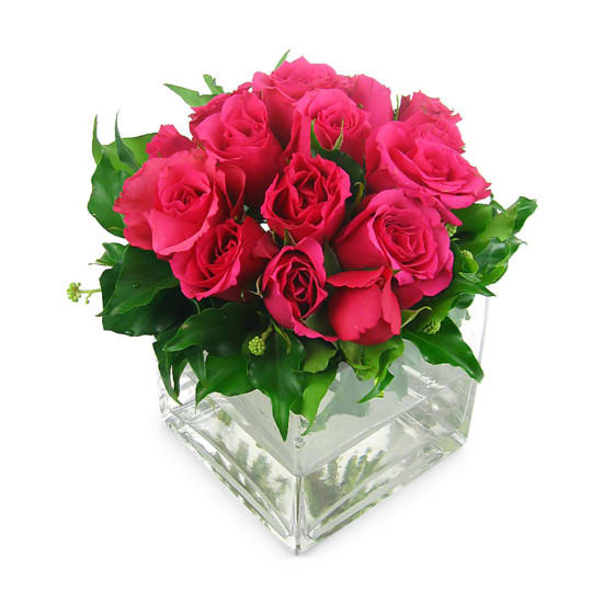 Bright Pink Rose Vase - Deluxe