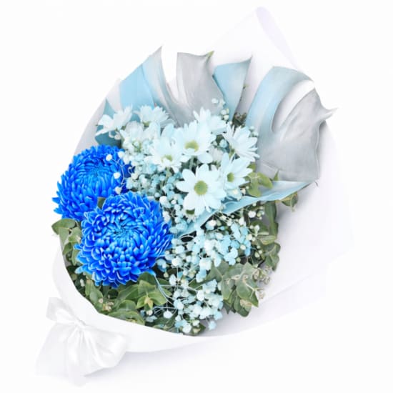 Lustrous Lapis Blue Flower Bouquet - Deluxe
