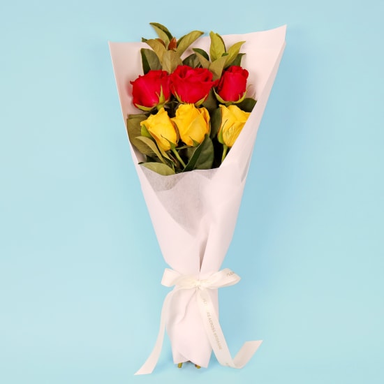 Yellow & Pink Rose Bouquet  - Standard