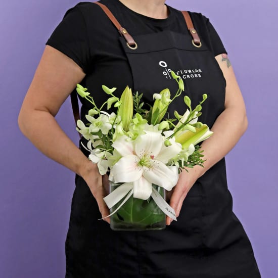 Sweet Sophistication Elegant White Square Vase - Standard