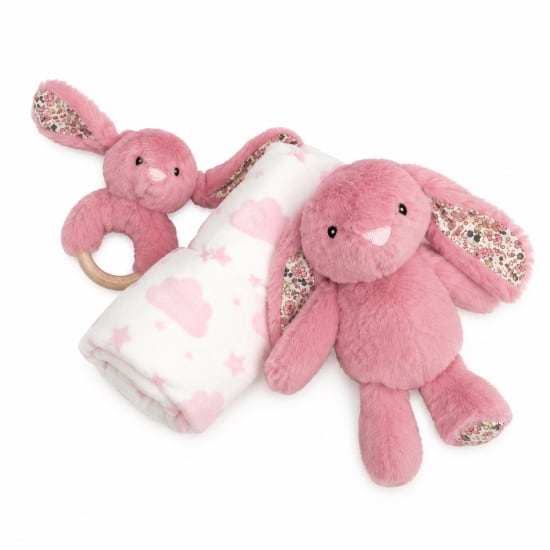 Bunny Flora, Rattle & Blanket Gift Pack Dusty Pink - Standard