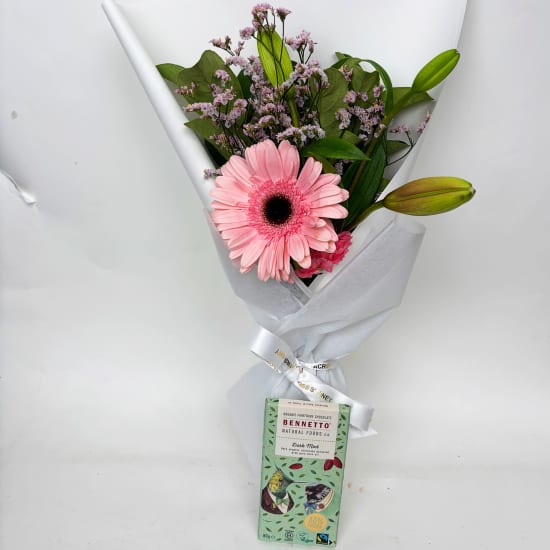 Daily Bouquet — Lilies, Carnations & Dark Mint Bliss - Standard