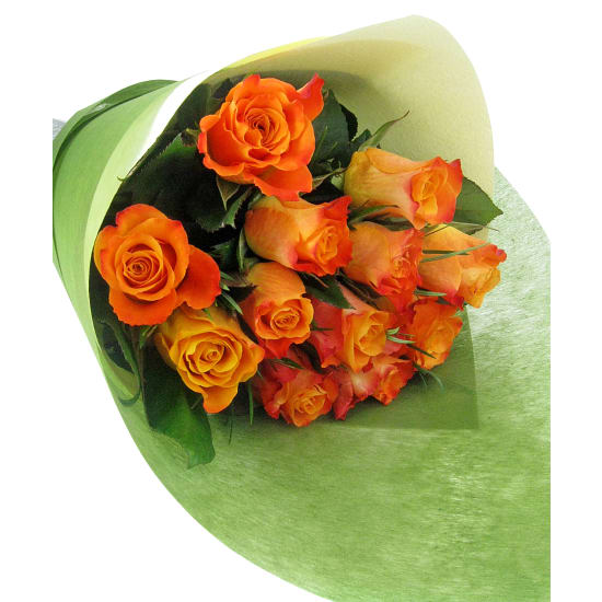 Orange Rose Bouquet - 12 Roses (One Dozen)