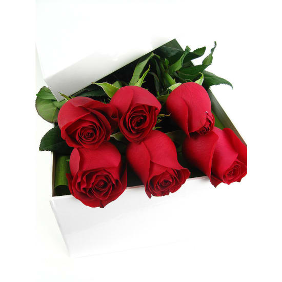 Valentine's 6 Red Rose Box - 6 Roses(Half Dozen)