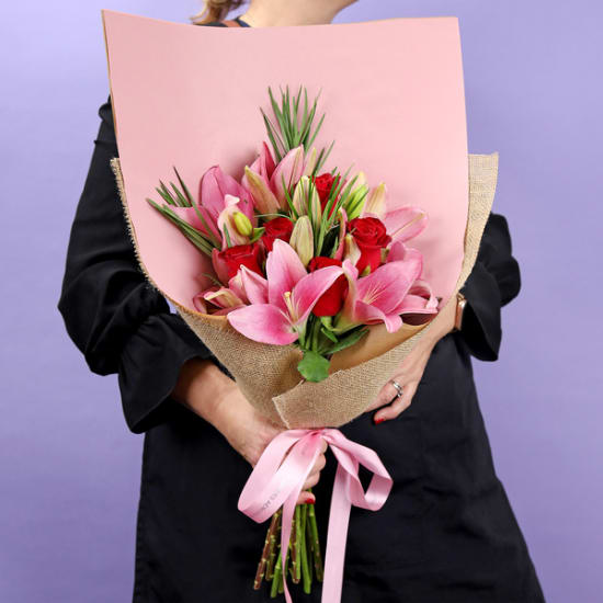 Valentine's Lilies And Roses - Standard