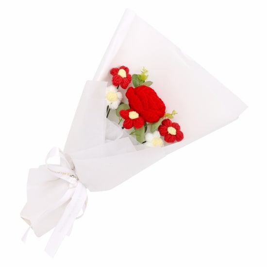 Red Rose Crochet Bouquet - Standard