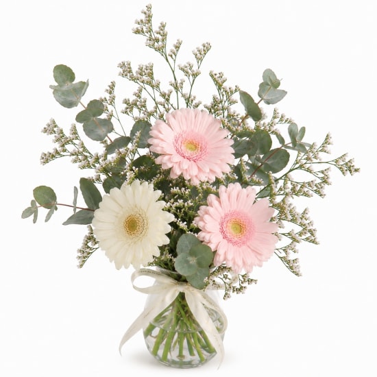 Mini Gerbera Blossoms Mason Jar Vase - Standard