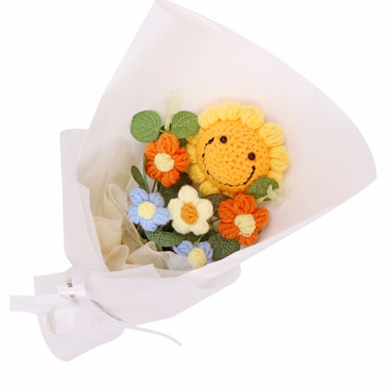 Smiley Sunflower Crochet Bouquet - Standard