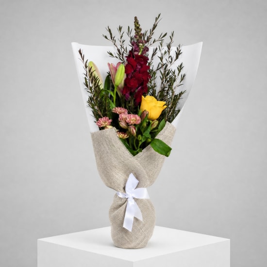 Daily Bouquet - Red velvet stems and lemon glow - Standard
