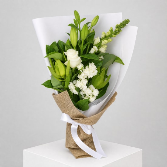 Daily Bouquet - ivory petals and spring-clean greens - Standard