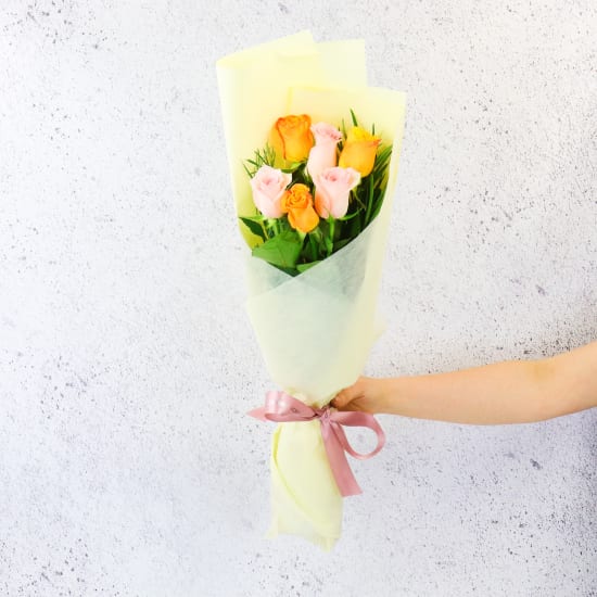Pink And Orange Rose Bouquet  - Standard