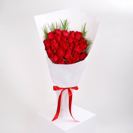 Valentine's 24 Red Rose Bouquet - 24 Roses(Two Dozen)
