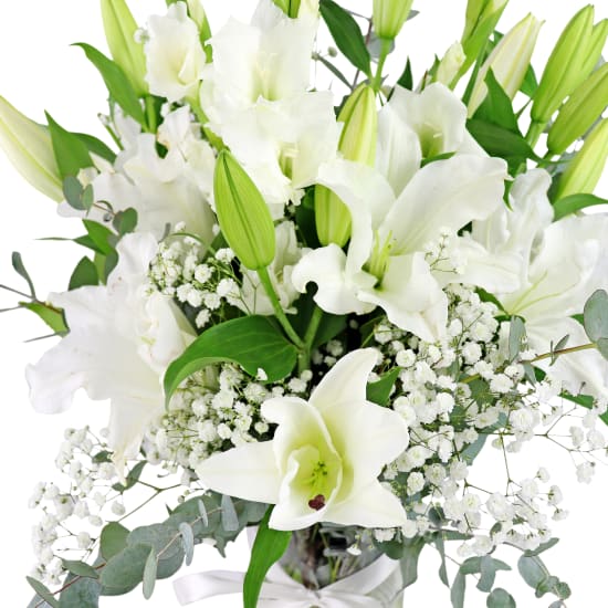 Always In Our Thoughts White Sympathy Flower Vase - Standard