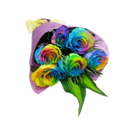 6 Rainbow Roses - 6 Roses (Half Dozen)